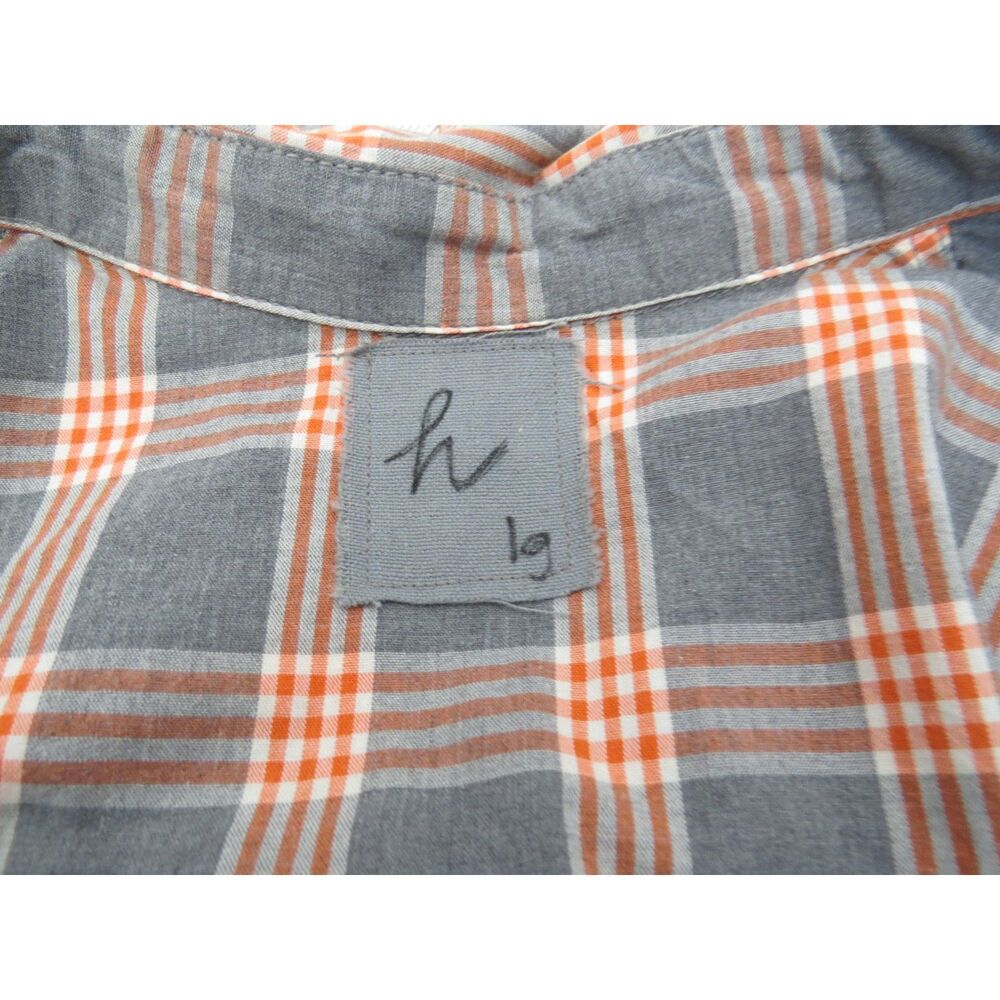 billy T Women's Mixed Media Split-back Plaid Western Shirt Gray/Peach L EUC - Picture 13 of 13